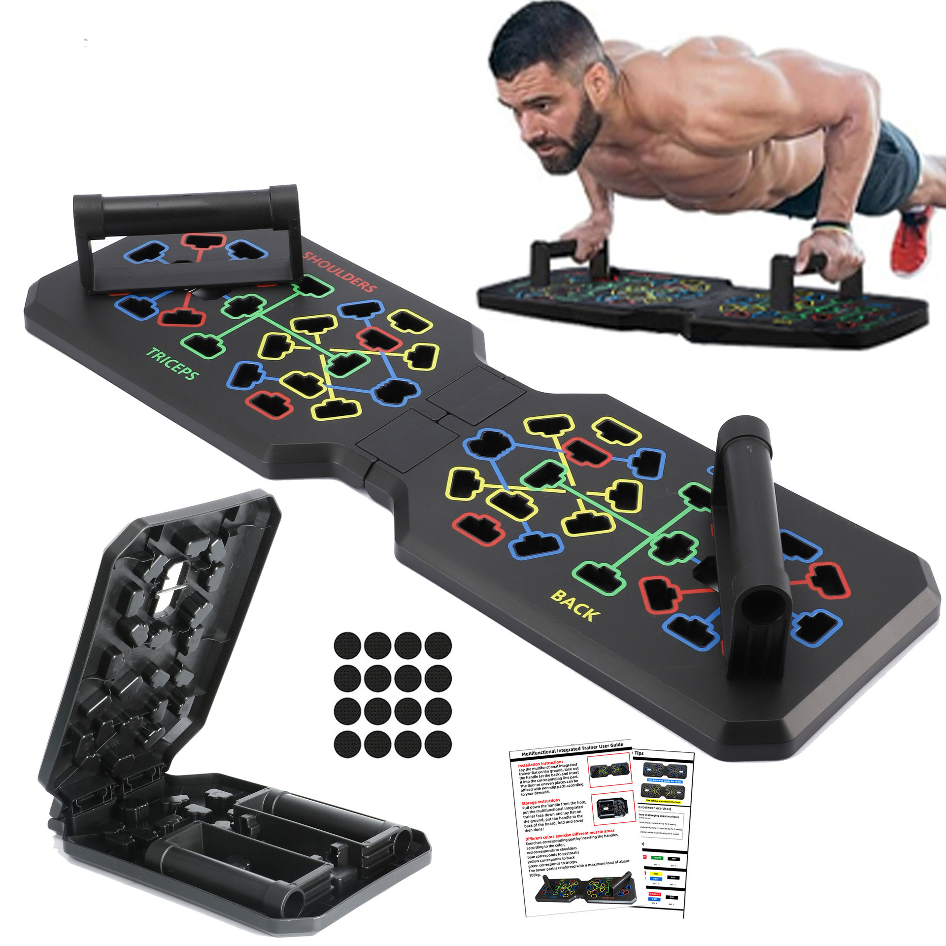 Push Up Board Foldable Multi Function - Sistema di panche pieghevoli per flessioni,